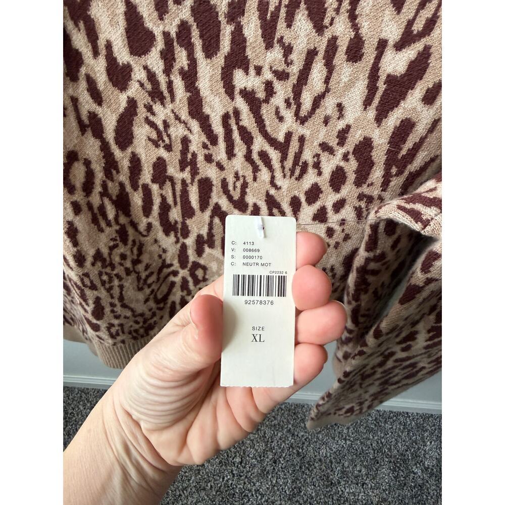 Anthropologie Maeve puff-sleeve pullover leopard sweater women's XL - Picture 6 of 9